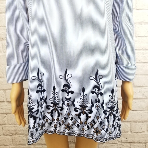 Zara Trafaluc blue white striped cold shoulder top - Picture 5 of 8
